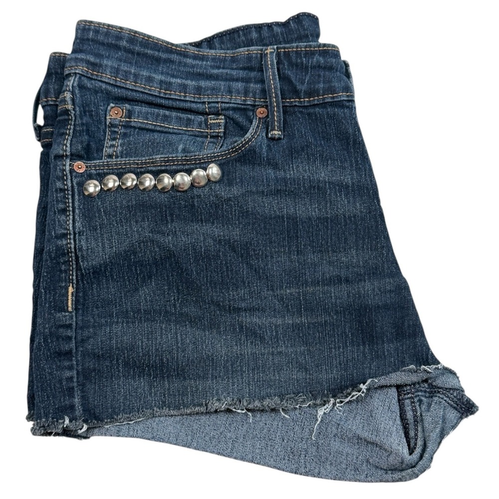 Signature Levi Strauss Denim Shorts Womens 12S Blue Studded Raw Hem Cutoff